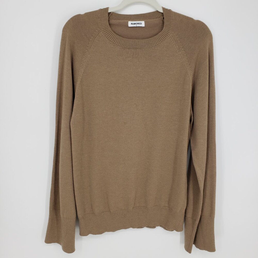 Rumored Tahoe Pullover Jumper Sweater S Womens Relaxed Oversized Fit Teddy Tan